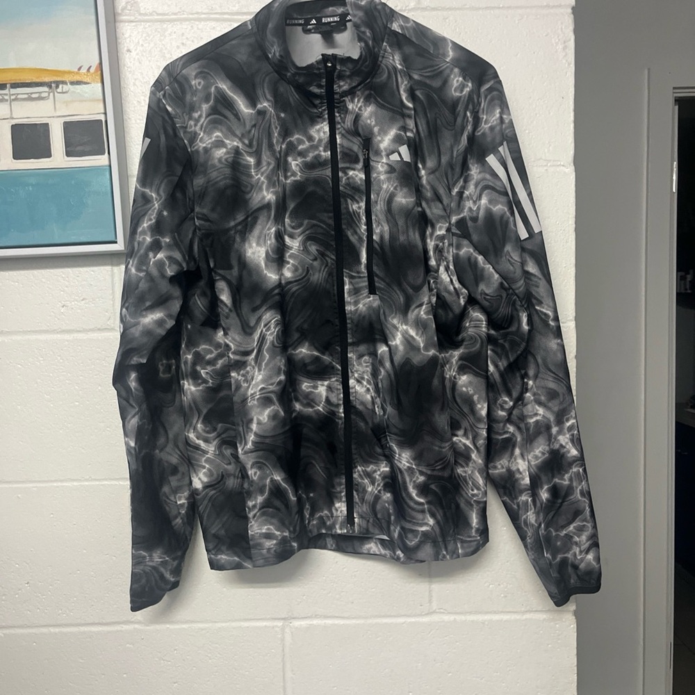 Adidas Men's Black and Gray Windbreaker - Picture 3 of 6